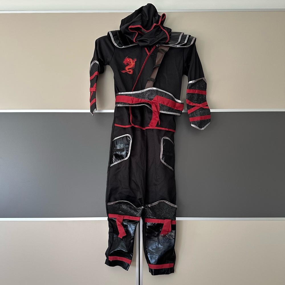 Teetot Ninja Costume Child 7-8 Hooded JUMPSUIT ONLY Halloween Dress-up Stealth